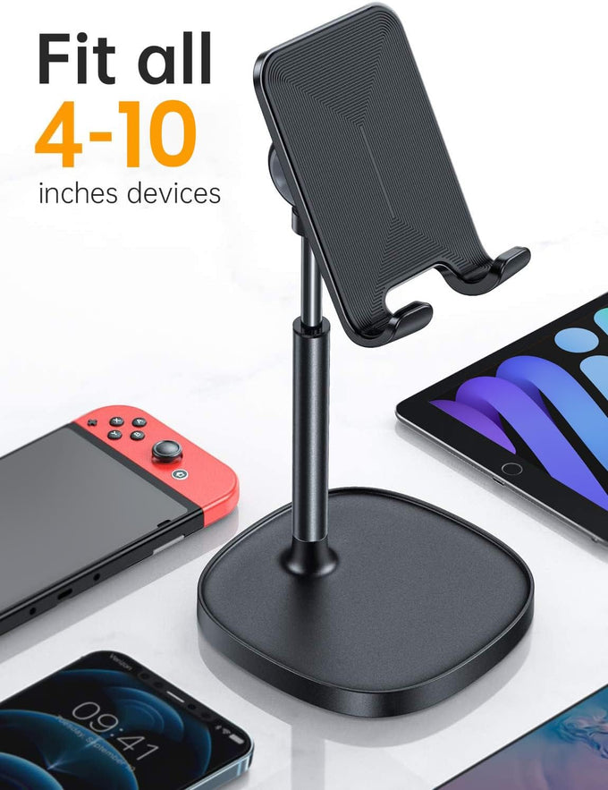 LISEN Cell Phone Stand Adjust for iPhone Phone Holder for Desk Recording, Gifts Women Office Desk Accessories PC Gaming Essentials Kitchen Gadgets Fit OtterBox Case Switch iPad Air Tablet 4-10 in