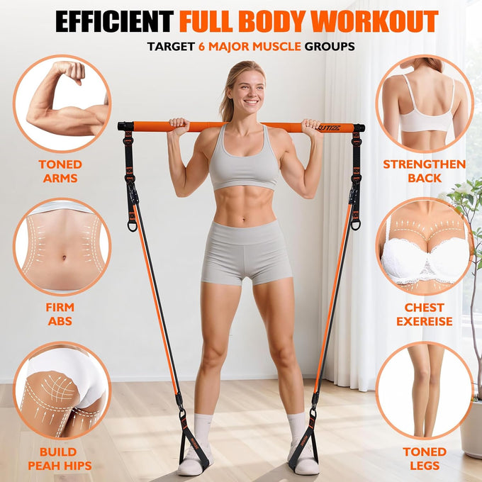 KUTIZE Pilates Bar Kit with Resistance Bands for Full-Body Workouts