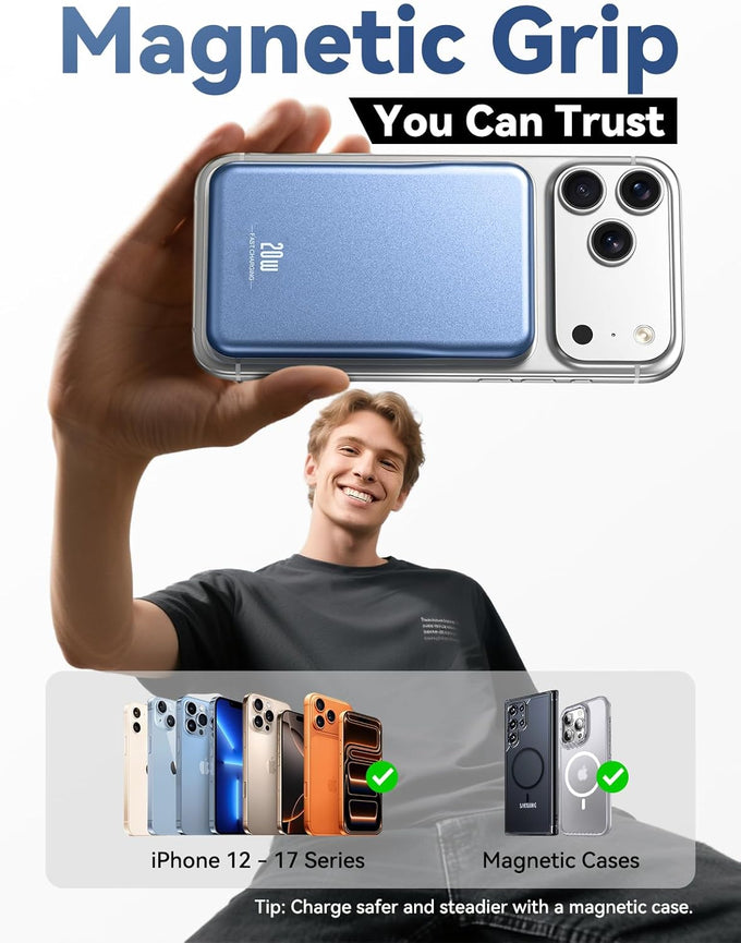 Magnetic Portable Charger, 10000mAh for Magsafe Battery Pack, 20W Fast Charging Power Bank, Travel Essential of Wireless Charger Compatible with iPhone 17/16/15/14/13 Pro/Max/Air/Plus-DarkBlue