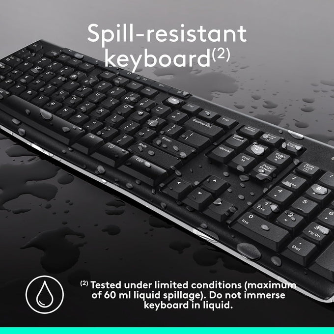 Logitech MK270 Wireless Keyboard and Mouse Combo for Windows, 2.4 GHz, 8 Multimedia Keys, PC, Laptop, Wireless Keyboard Compact Mouse Combo - Black Visit the Logitech Store