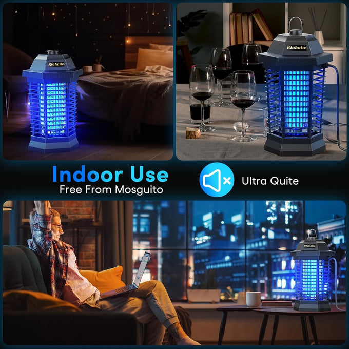Klahaite Bug Zapper Outdoor, Electric Mosquito Zapper, Fly Zapper Indoor Fly Traps, Mosquito Repellent Outdoor Patio and Backyard Covers 1/2 Acre, 3 Prong Plug, 4200V, ABS Fireproof Plastic Outer