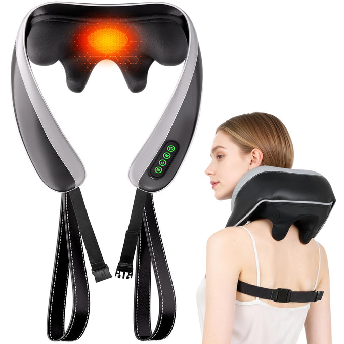 6D Neck & Shoulder Massager with Heat – Cordless Shiatsu Kneading Massager for Relaxation, Comfort, and Stress Relief, Gift for Women and Men, Home & Office Use