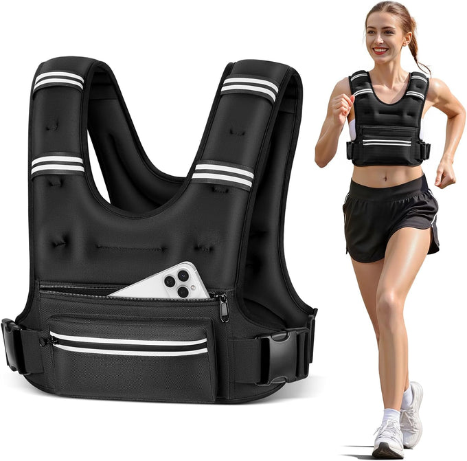 Adjustable Weighted Vest with Storage Pockets - Perfect for Workout, Running, Walking