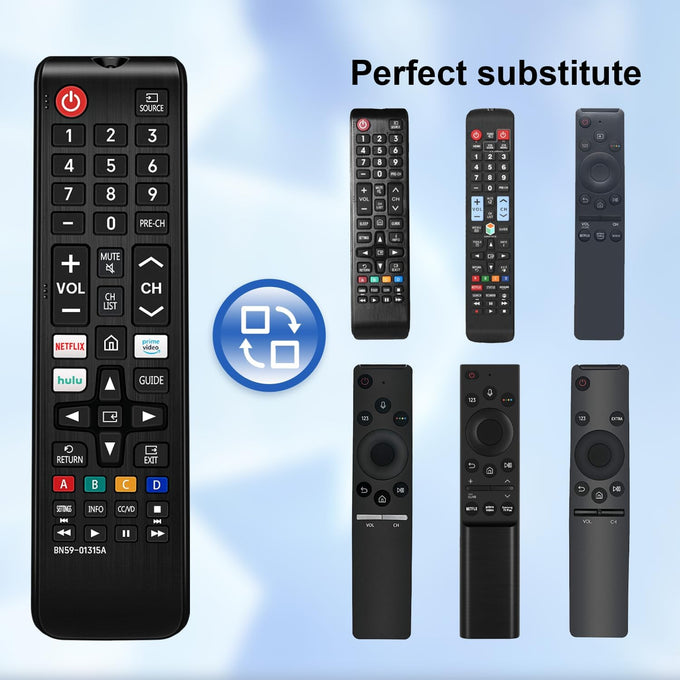 Universal Remote Control for Samsung Smart TV, Control Replacement fit for 4K UHD QLED HDTV LED TVs, with Hulu Netflix PrimeVideo Buttons