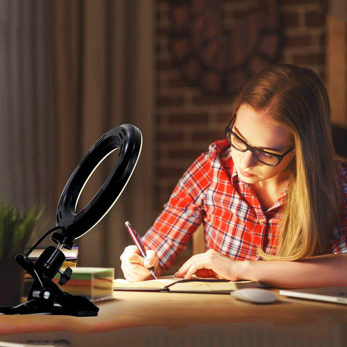 LED Ring Light Video Conference Lighting Kit, Dimmable 3200K–6500K Clip-On Light for Laptop, Phone & Monitor (Black)