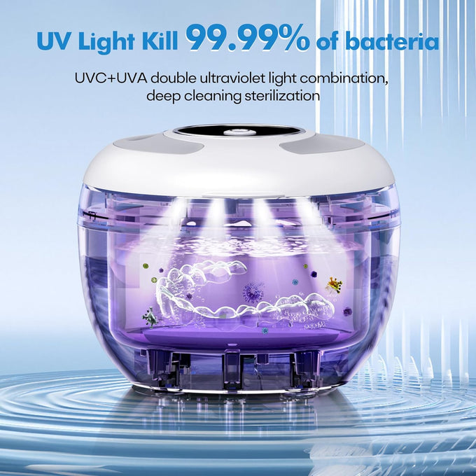 Upgraded Ultrasonic Retainer Cleaner Machine, 45kHz Ultrasonic Dentures Cleaner for Night Guards, Braces, Aligner, Toothbrush, Jewelry and More, 200ML Capacity, White