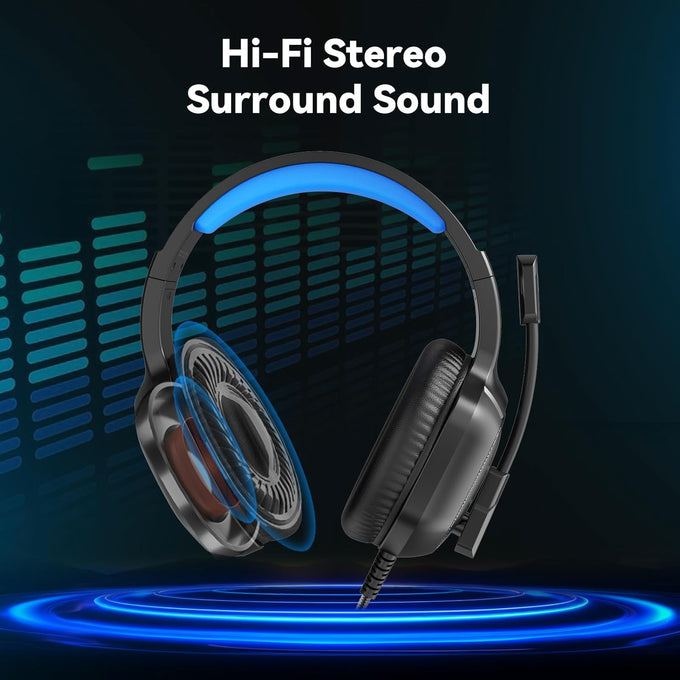 IMYB A36 Gaming Headset with Microphone for Pc, Xbox One Series X/s, Ps4, Ps5, Switch, Stereo Wired Noise Cancelling Over-Ear Headphones with Mic for Computer, Laptop, Mac, Nintendo, Gamer (Blue)