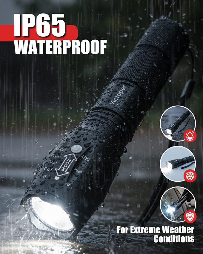 Victoper LED Flashlight 2 Pack, Bright Tactical Torch High Lumens with 5 Modes, Waterproof Zoomable Flash Light, Valentine's Day Gifts for Men, Hunting Camping Essentials Gear