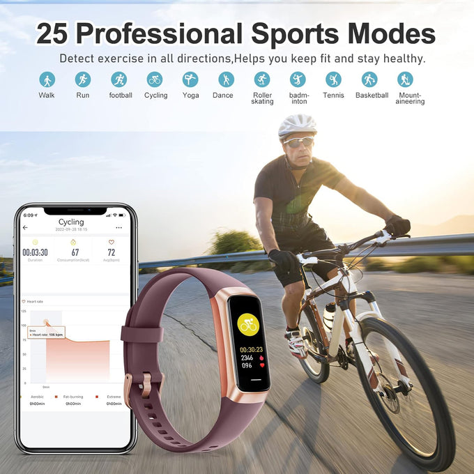 Zeacool Fitness Tracker Smart Watch – 24/7 Heart Rate, Blood Oxygen & Blood Pressure Monitor, Sleep Tracking, 5 ATM Waterproof, Step & Calorie Counter (Bordeaux)