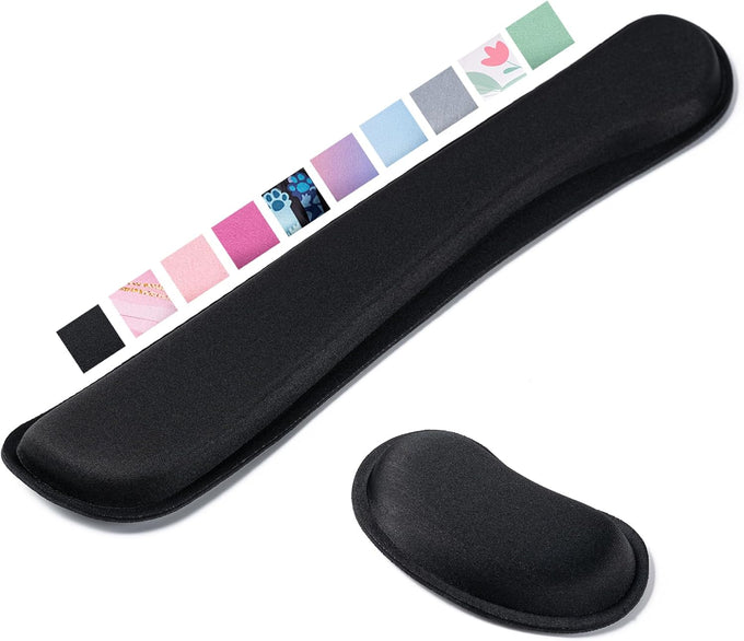 Hoewina Ergonomic Keyboard Wrist Rest – Memory Foam & Superfine Fabric Support Pad for Comfortable Typing, Office & Home Use, Black