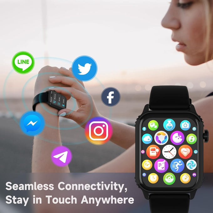 TRAUSI Smart Watch for Men, 120 Sports Modes Smartwatch with 1.83" HD Touchsreen, IP67 Waterproof, Sleep Monitor, Bluetooth Call & Music Control Fitness Watch for Android/iPhone (Black)
