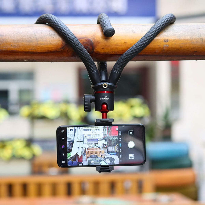 ULANZI Camera Tripod, Mini Flexible Stand w Hidden Phone Holder w Cold Shoe Mount, 1/4'' Screw f Magic Arm, Universal f iPhone 17 16 15 14 Pro Max XS Max X Samsung Canon Nikon Sony DJ Pocket 3 Cameras