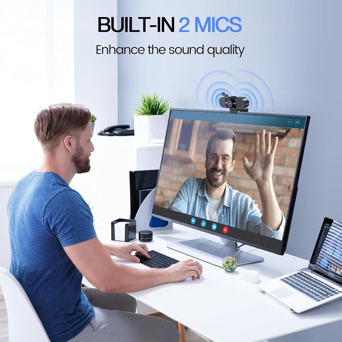 EMEET 1080P Webcam with Microphone, C960 Web Cam, 2 Mics, 90° FOV, USB Type-A & A-to-C Adapter, Plug&Play Computer Camera for Online Calling, Zoom/Teams/Facetime, Switch 2 Camera Support, 2025 Version