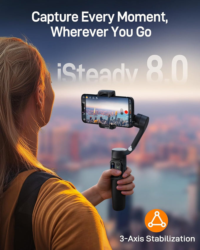 hohem iSteady X3 SE Plus Gimbal Stabilizer for iPhone, 3-Axis Phone Gimbal with Detachable Remote Control, Extendable Rod, 11-Hour Battery, Portable Foldable Stabilizer for Video Recording