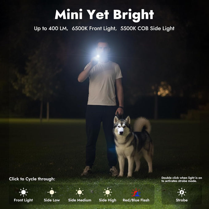 WARSUN Compact Multi-Mode Pocket LED Flashlight - 675LM, USB-C Rechargeable, IPX4, Dual Material, Red/Blue Strobe, for Everyday Carry & Travel