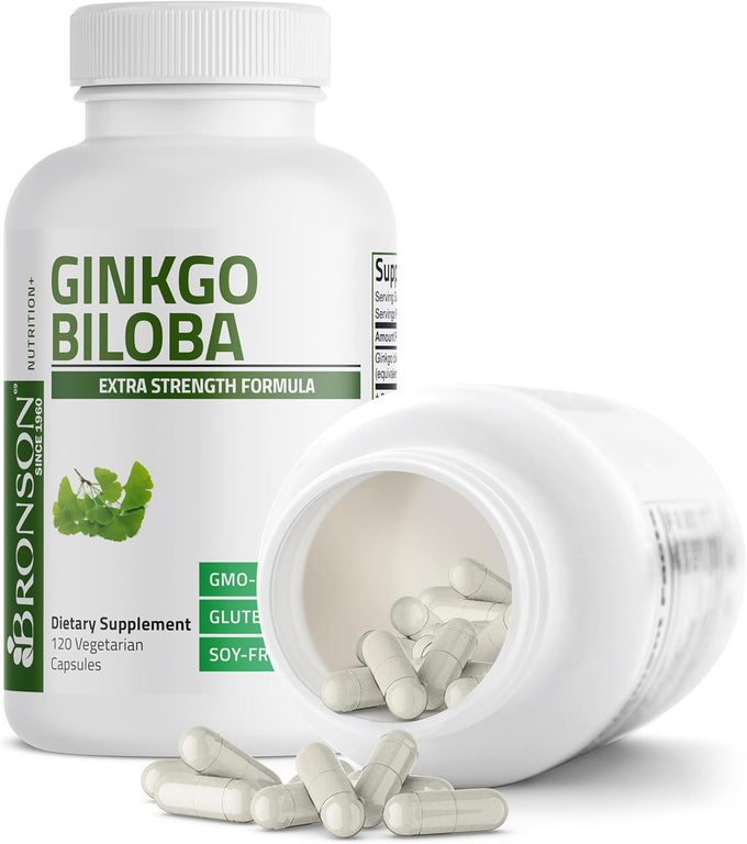 Bronson Ginkgo Biloba Extra Strength Supports Brain Function & Memory Support, 120 Vegetarian Capsules