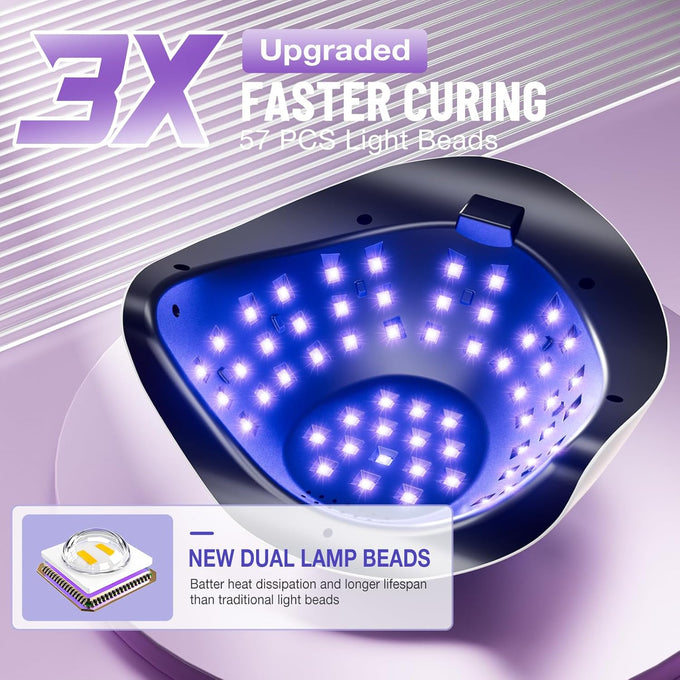 268W UV LED Nail Lamp, 2026 Upgrade UV Light for Gel Nails with 57 Beads, Nail Dryer with 4 Timer Setting & LCD Touch Display, Professional Nail Lamp – Best Gifts
