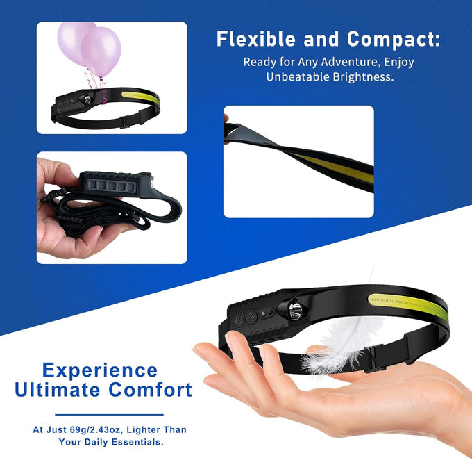 Headlamp Rechargeable (3-Pack), LED Head Lamp Flashlight, 230° Wide Beam Headband Light, 400 Lumen Super Bright, Waterproof Headlight, 5 Modes for Running, Fishing, Hiking, Camping