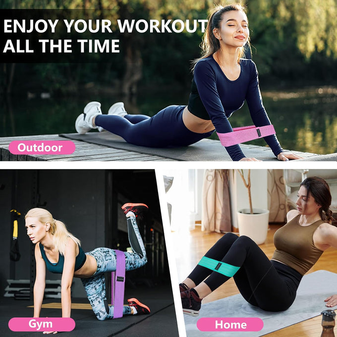 Fabric Resistance Bands, 3 Levels for Workout, Leg Strength Training, Rehab, Yoga