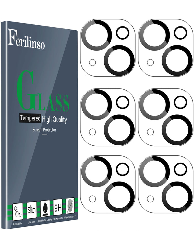 Ferilinso for iPhone 14 iPhone 15 iPhone 14 Plus iPhone 15 Plus Camera Lens Protector for iPhone 13 13 Mini Lens Screen Protector Accessories Cover 9H Protection Case Friendly 6 Pack