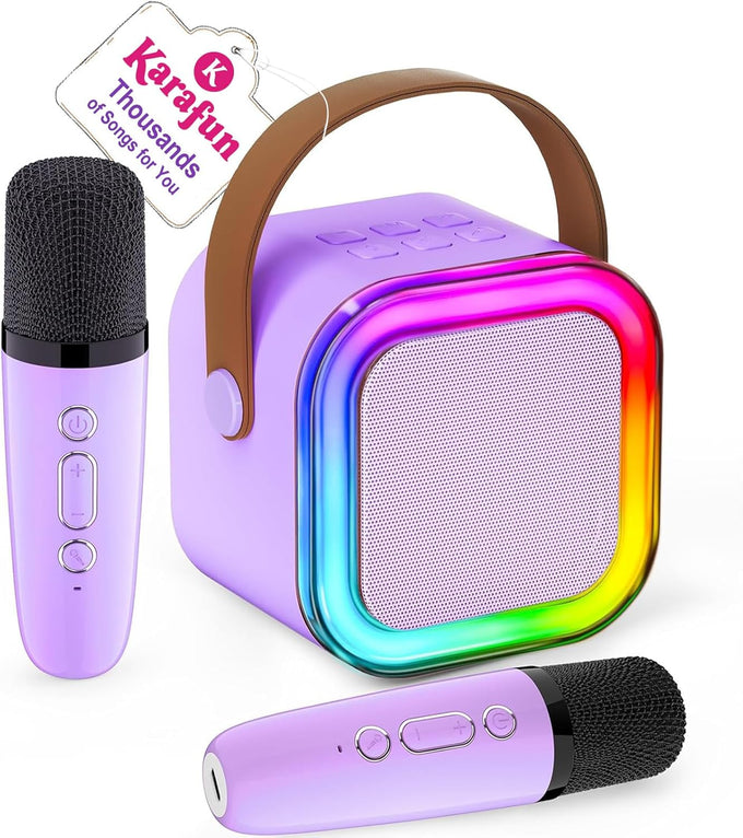 IROO Mini Karaoke Machine for Kids, 2026 TOP Toys Birthday Gifts Ideas for Girls Ages 4, 5, 6, 7, 8, 9, 10, 12+ Years Old, Portable MP3 Player with 2 Wireless Mics for Party