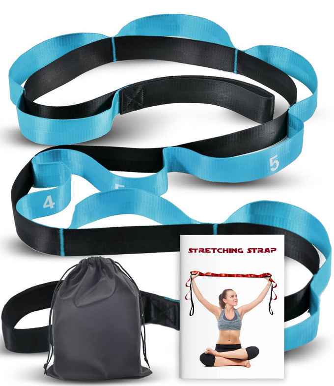 Acozycoo Stretching Strap with 10 Loops-Yoga Strap for Physical Therapy,Home Workout,Pilate & Flexibility Training,Non Elastic Exercise Stretch Band for Hamstring,Leg Stretcher Belt,Flexibility Fascia