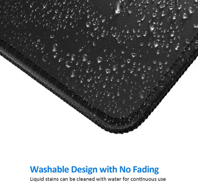JIKIOU Mouse Pad with Non-Slip Rubber Base, Premium-Textured & Washable Computer Mousepad with Stitched Edges, Mouse Pads for Computers, Laptop, Gaming, Office & Home, 10.2 x 8.3 in, Black