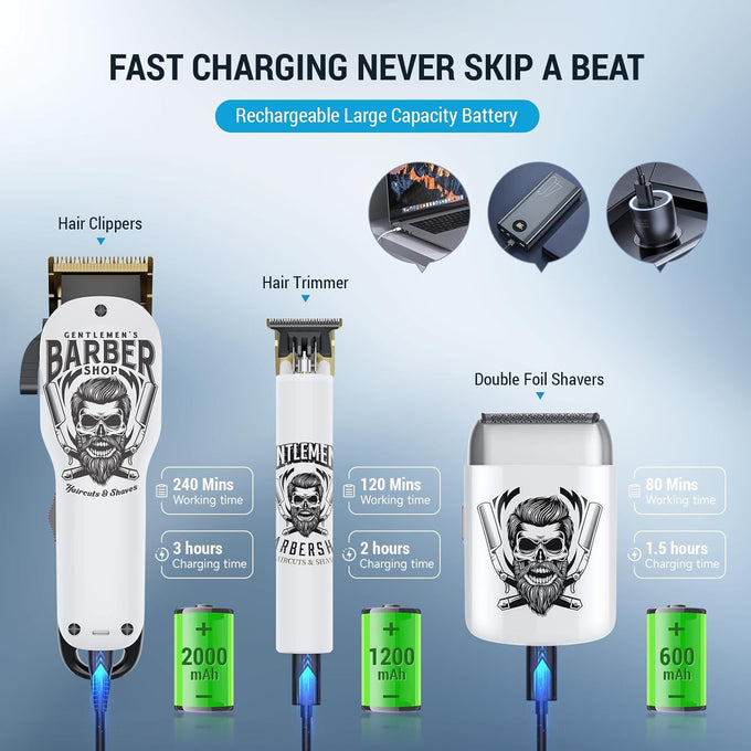 BESTBOMG® Hair Clippers for Men Professional, Beard Trimmer Kits & Sets, Electric Shavers, Hair Clippers & Trimmer Ceramic T-Blade, for Barber, for Gifts