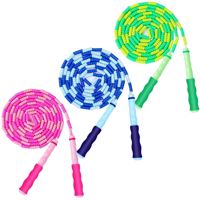 GRAWUN Jump Rope For Kids, Soft Beaded Jump Rope, Adjustable Length Tangle-Free Segmented Soft Beaded Skipping Rope，for Women, Men and Kids Keeping Fit, Workout and Weight Loss