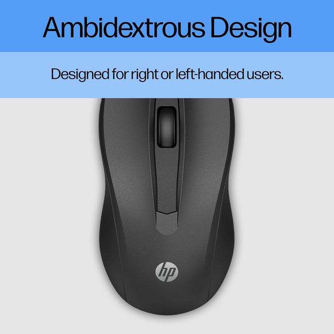 HP Wired Mouse 100 - Precise Optical Sensor with 1600 DPI - Easy USB Connection - Ambidextrous Design - 3 Button Control & Built-in Scrolling - Multi-OS Compatible (6VY96AA#ABL)
