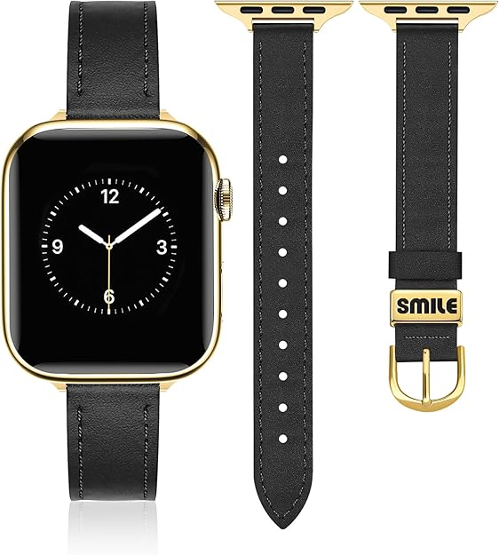 JR.DM Slim Leather Band Compatible with Apple Watch Bands Women 38mm 40mm 41mm 42mm(S11/10) 44mm 45mm 46mm 49mm Genuine Leather Strap with Metal Loop for iWatch Series 11/10/9/8/7/6/5/4/3/2/1 SE