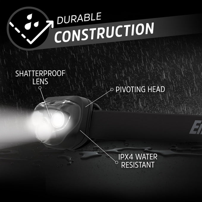 Energizer PRO-260 LED Headlamp (4-Pack), IPX4 Water Resistant Headlamps, High-Performance Head Light for Outdoors, Camping, Running, Storm, Survival LED Light for Emergencies (Batteries Included)