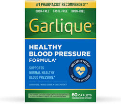 Garlique Garlic Extract Supplement, Healthy Blood Pressure Formula, Odorless & Vegan, 60 Caplets