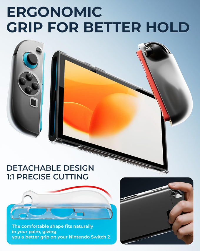 Pro Controllers Accessories Bundle for Nintendo Switch 2 18-in-1: Carrying Case, Screen Protector, Thumb Grip for Joycon, Dockable Console Protective Cover Shell, Steering Wheel, 2025 Switch2 Game Kit