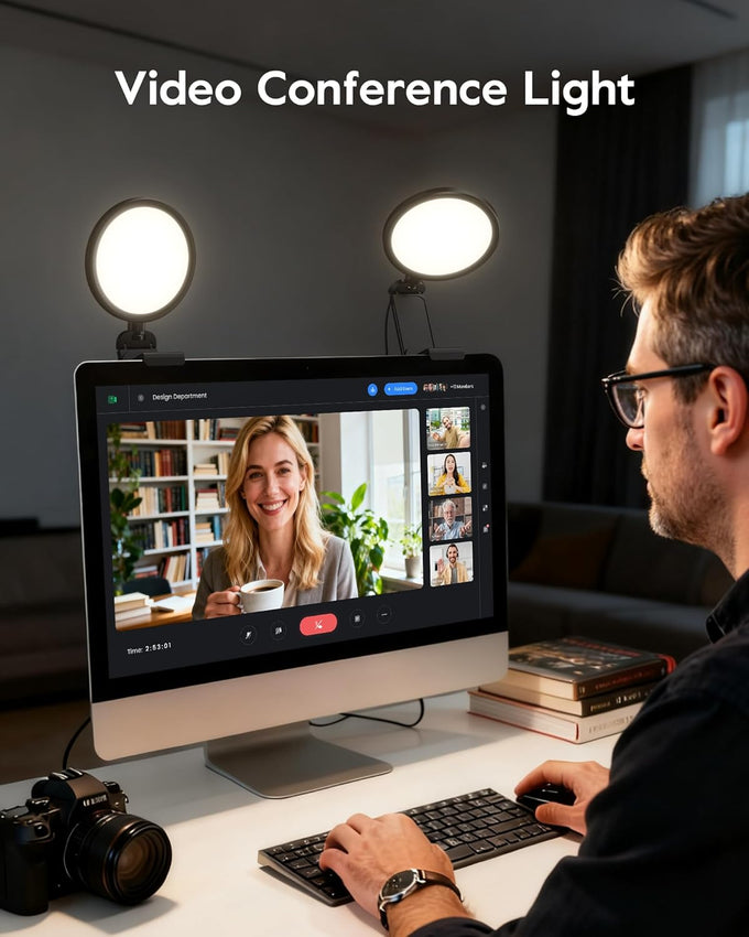 Computer Zoom Lighting for Video Conference, 5" Eye-Caring Ring Light with 50 Modes CRI>97.8, 3000K-6500K for Video Recording/Streaming/Selfie, Desk Lights for Phone/Laptop/Webcam/Monitor