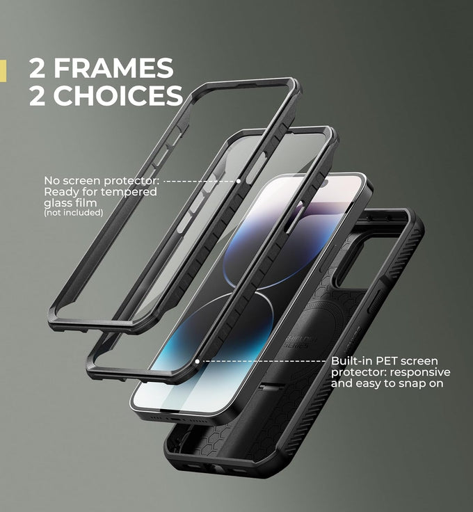 Dexnor for iPhone 14 Pro Max Case with Slide Camera Cover & Adjustable Kickstand & Built-in Screen Protector, Magnetic Rugged Shockproof Bumper Cases Heavy-Duty Magnetic Protective Cover,Black
