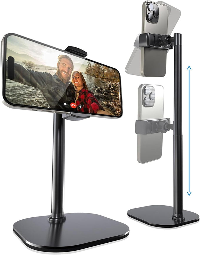 COOPER ChatStand, Adjustable Cell Phone Stand for Desk, Phone Stand for Recording, iPhone Holder for Filming, Small Tripod for iPhone, Fits Samsung, Android Smartphones, (Night Black)