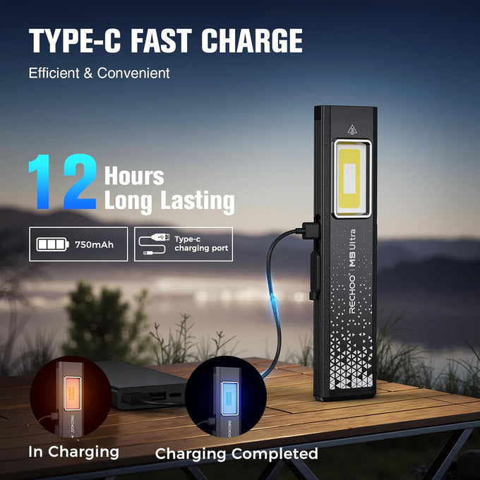 RECHOO Rechargeable Flashlights High Lumens 2Pack, Magnetic EDC Flashlight with Clip, 8 Modes Powerful Pocket LED Flashlight, Waterproof Portable Flat Flashlights for Home Camping Emergency