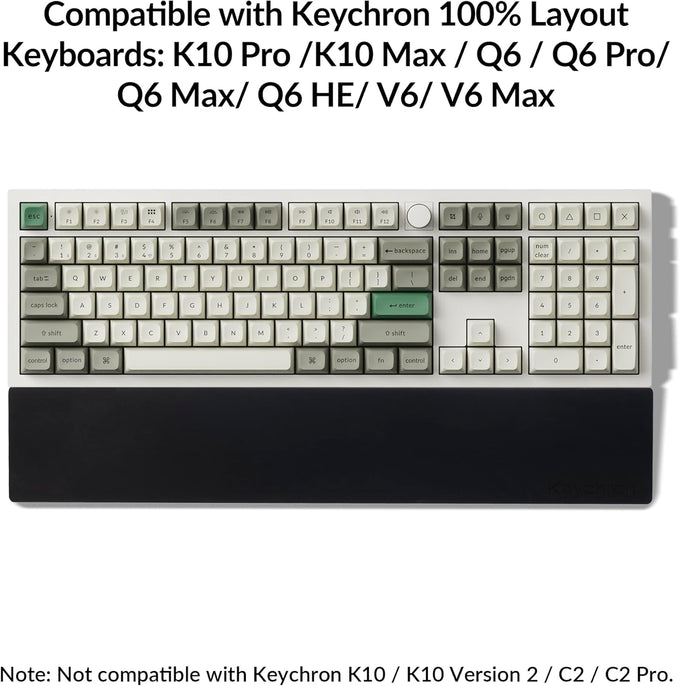 Silicone Wrist Rest for Keychron K10 Pro / K10 Max/ K10 HE / Q6 / Q6 Pro / Q6 Max / Q6 HE / V6 / V6 Max, 17.6" Non-Slip Palm Rest, 100% Full-Sized Mechanical Keyboards Support with Typing Pain Relief
