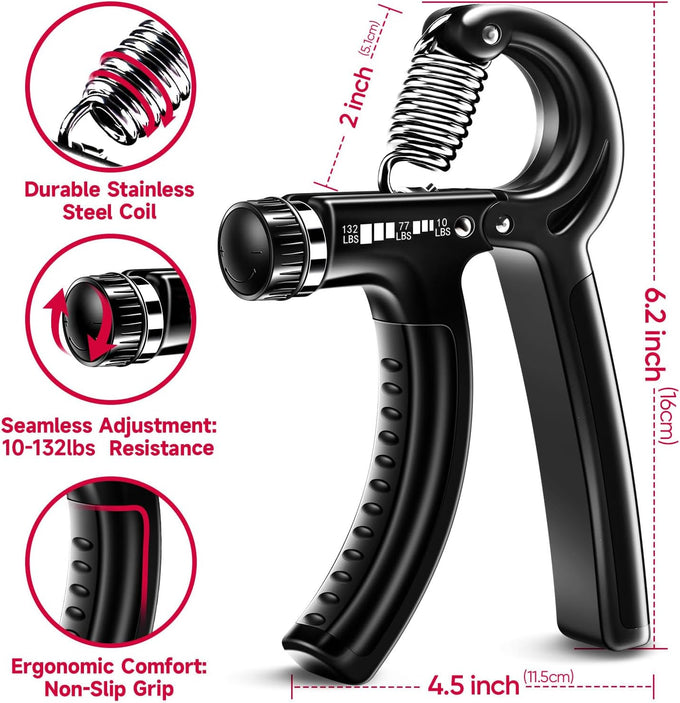 FitBeast Grip Strengthener Kit - 5 Adjustable Resistance Hand Grips for Forearm Workout