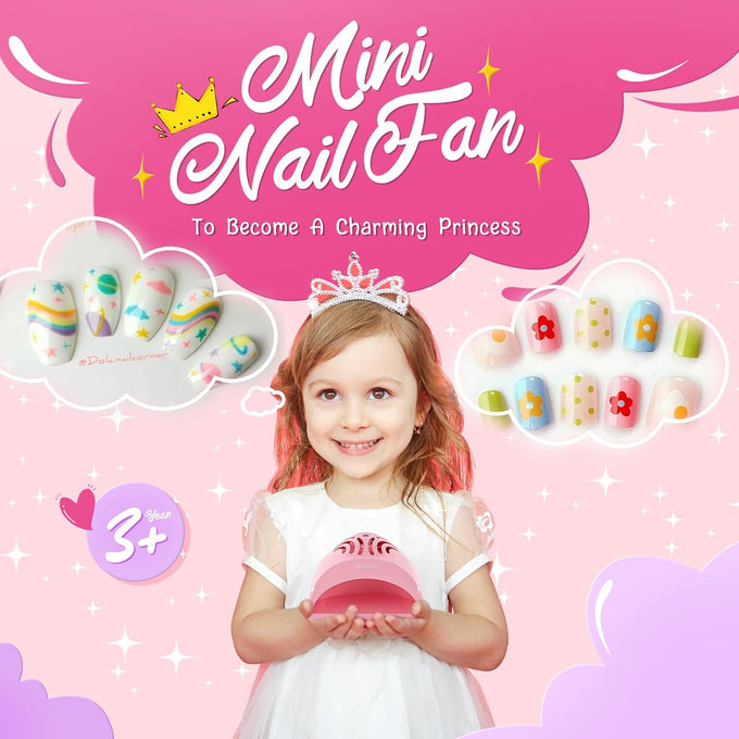 MelodySusie Portable Kids Nail Dryer, Mini Nail Fan Quick Nail Dryer for Regular Polish Manicure Tool, Safe for Hands, Skin, Children's Gift, Great Gift Stocking Stuffers for Girls