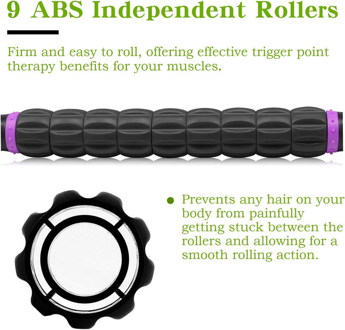 Muscle Roller Massage Stick - Deep Tissue Fascia Blaster for Myofascial Pain Relief and Lymphatic Drainage