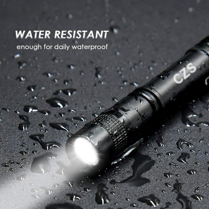 CZS Flashlight, 2 Pack Pen Light, Small Flashlights High Lumens, Battery-Powered LED Flashlight by 2AAA Battery, Waterproof Pocket Flashlights for Work, Emergency (Battery Not Included)