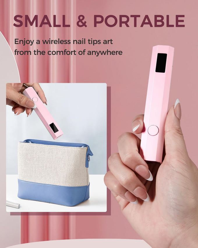 UV Nail Light Handheld UV Light for Nails 3W Portable Led Lamp with 2 Timer Settings 20/60s for Gel Polish Home DIY Salon Women(Pink)