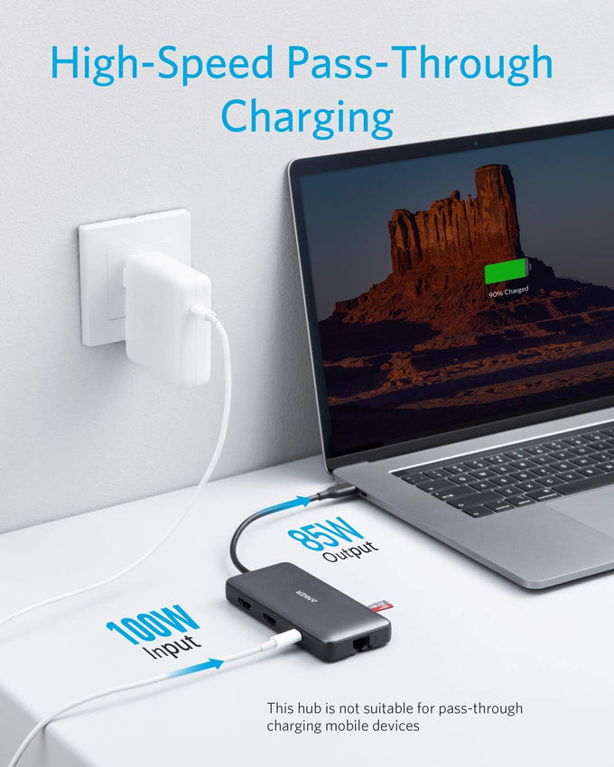 Anker Laptop Docking Station Dual Monitor, 8-in-1 USB C Hub, 4K Dual Monitor with 2 HDMI, 1 Gbps Ethernet Hub, 85W Power Delivery, SD Card Reader for MacBook Pro, XPS and More (Charger not Included)