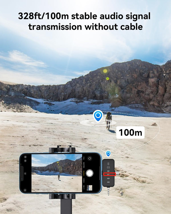 PQRQP 3 in 1 Microphone for iPhone/Android/Camera, Wireless Microphones, 328ft Transmission, 18H Battery Life, Mini Microphone for Record Interview, Vlogs, Tiktok, Bags & Cases