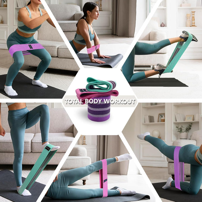 3-Level Fabric Resistance Bands for Strength Training, Rehab, Yoga