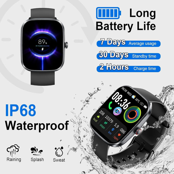 uaue AI Smart Watch with ChatGPT, 1.91" Bluetooth Calling Smartwatch for Men Women, 110+ Fitness Modes Activity Tracker, Sleep/Heart Rate/Calorie Monitor, IP68 Waterproof Step Counter for Android iOS