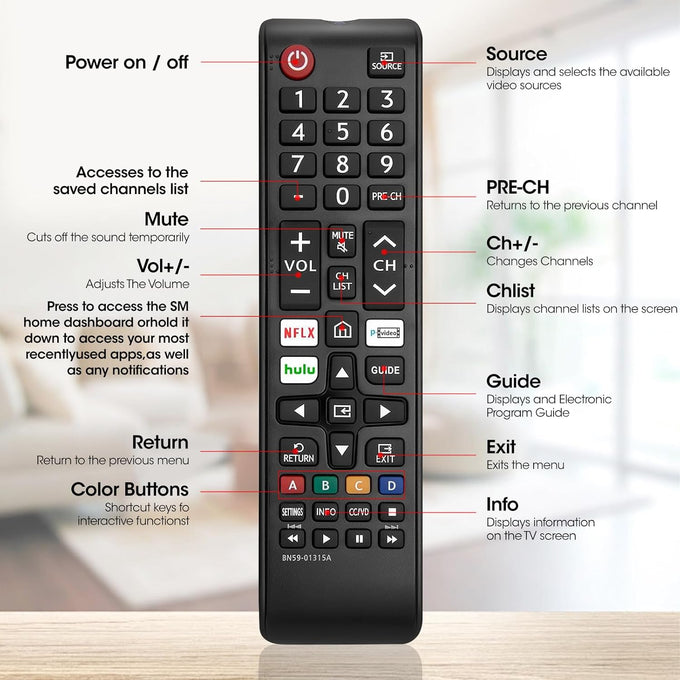 3 Pack Remote for All Samsung TV Remote, Replacement Compatible with All Samsung Smart TVs, LCD, LED, 3D, HDTV, Series TVs
