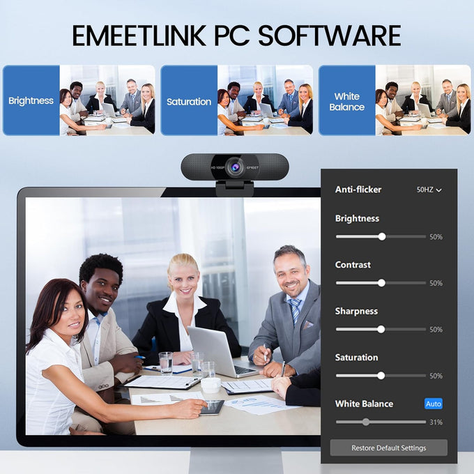 EMEET 1080P Webcam with Microphone, C960 Web Cam, 2 Mics, 90° FOV, USB Type-A & A-to-C Adapter, Plug&Play Computer Camera for Online Calling, Zoom/Teams/Facetime, Switch 2 Camera Support, 2025 Version
